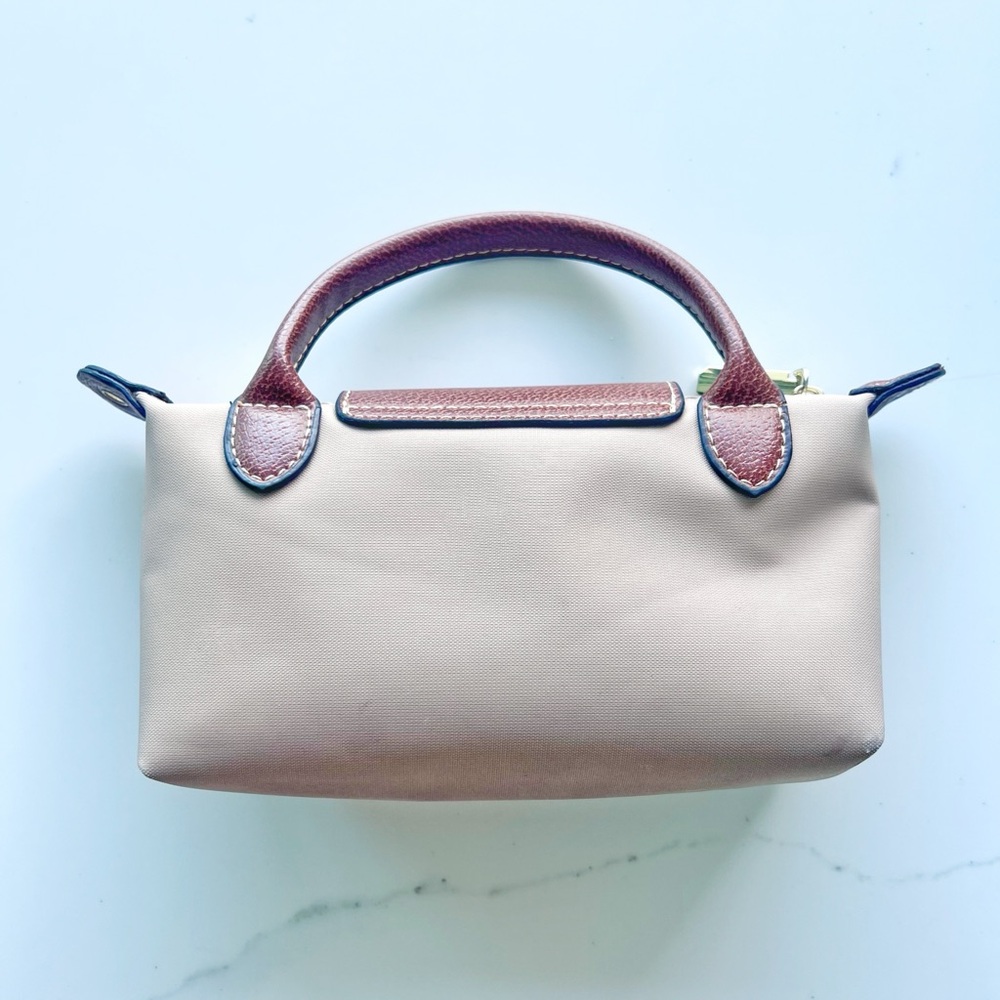 Tan nylon crossbody purse mini small top handle strap removable - Picture 6 of 9